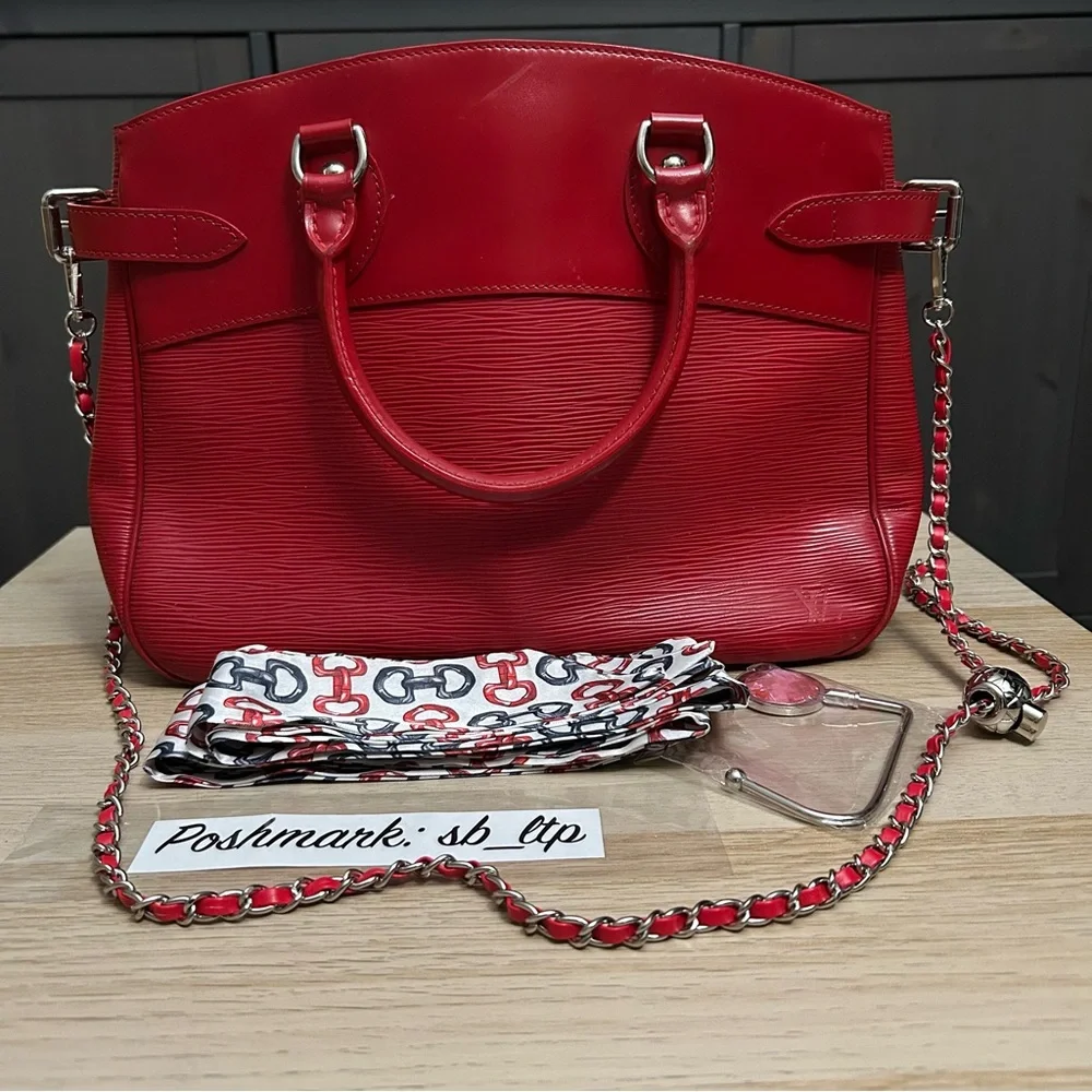 Authentic Louis Vuitton Red Epi Passy PM Satchel Bag - Picture 9 of 9